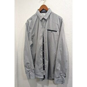 Craft + Flow Long Sleeve Button up Gray/Blue Collar Flip Cuff Men's Shirt XL